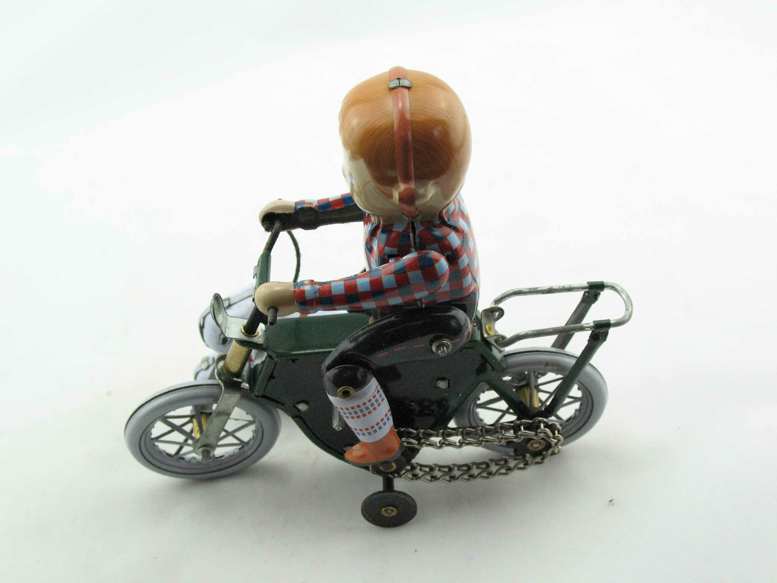 Blechspielzeug - Junge auf Fahrrad mit Hund
