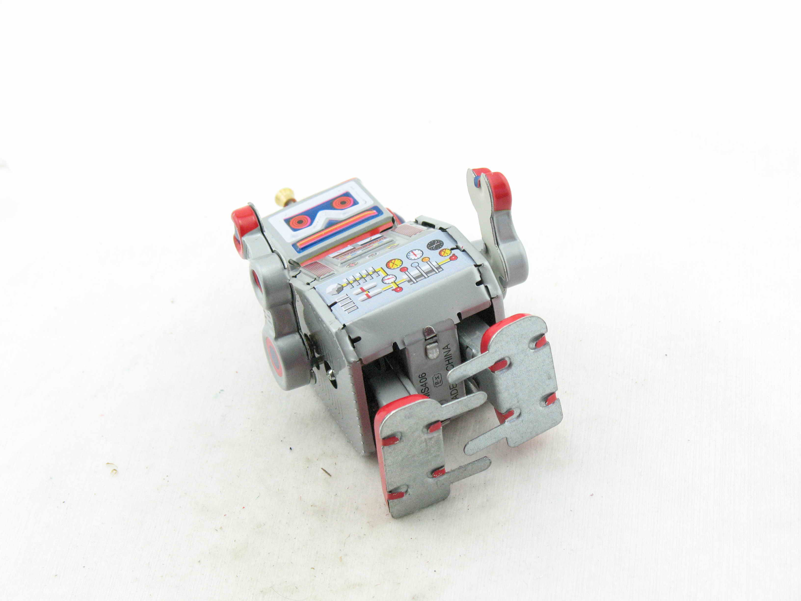 Blechspielzeug - Roboter, 10 cm silber/rot