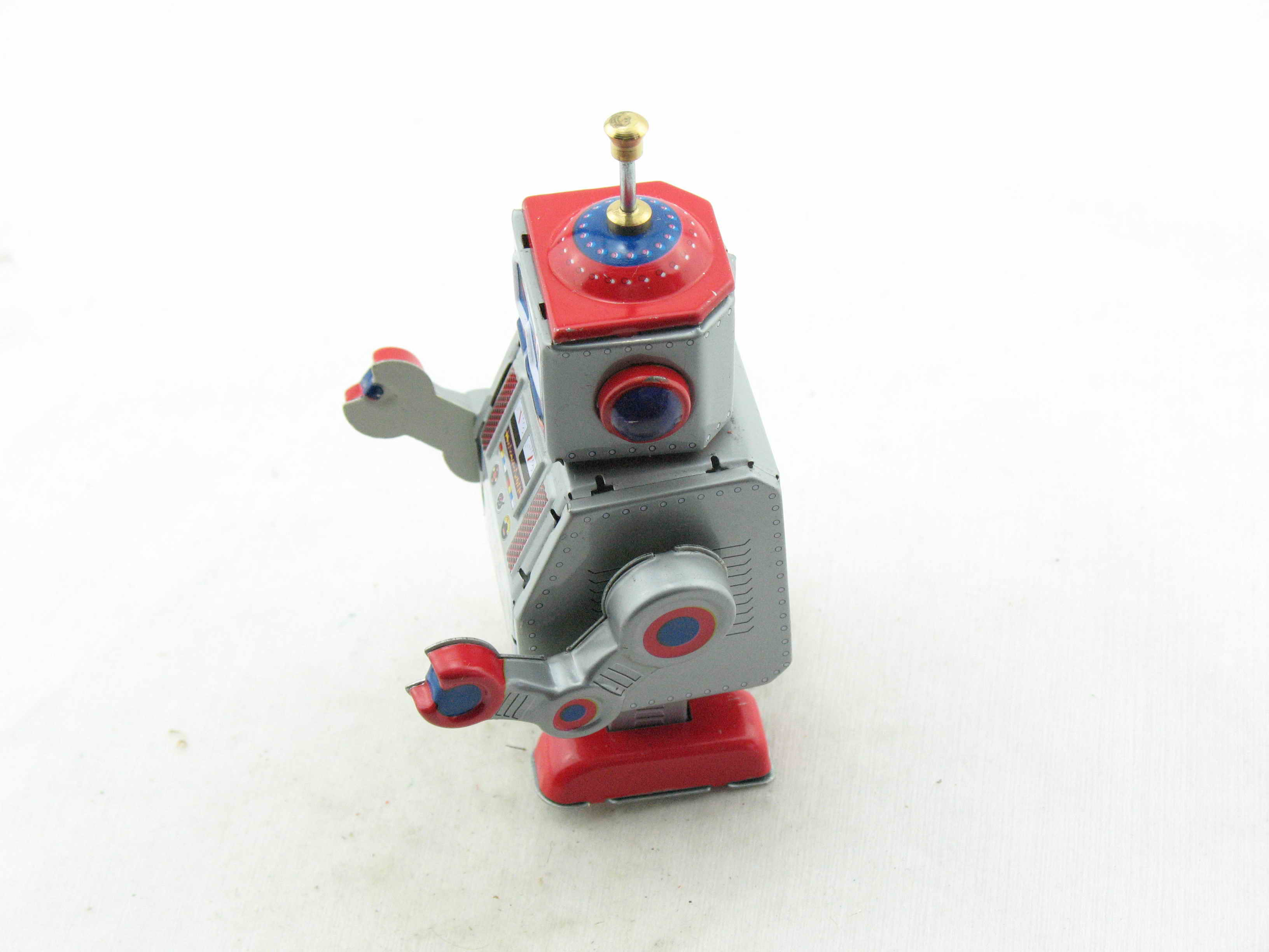 Blechspielzeug - Roboter, 10 cm silber/rot