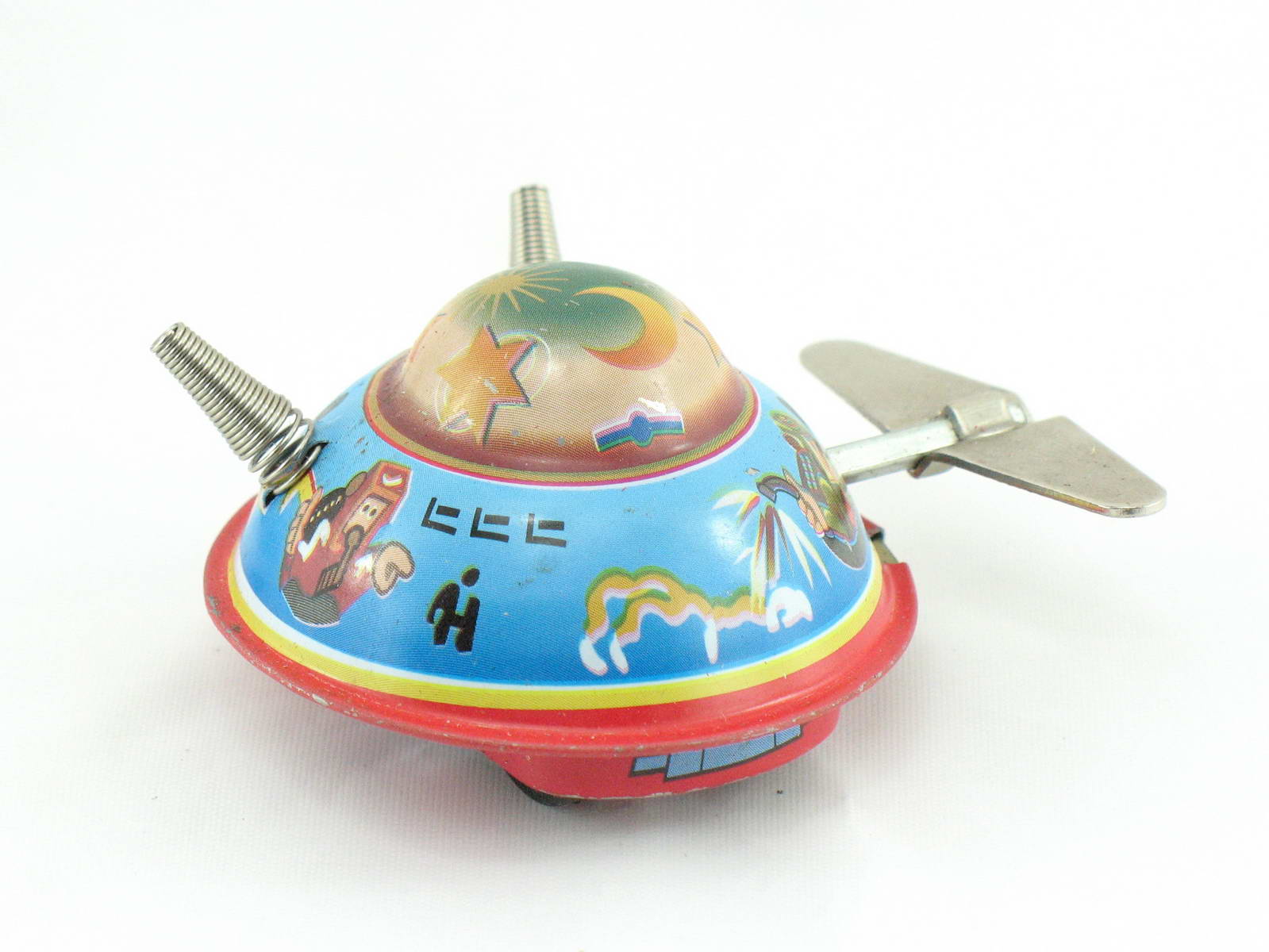Blechspielzeug - Raumschiff/Ufo, Space Surveyor X-12, 3er Set mit Uhrwerk