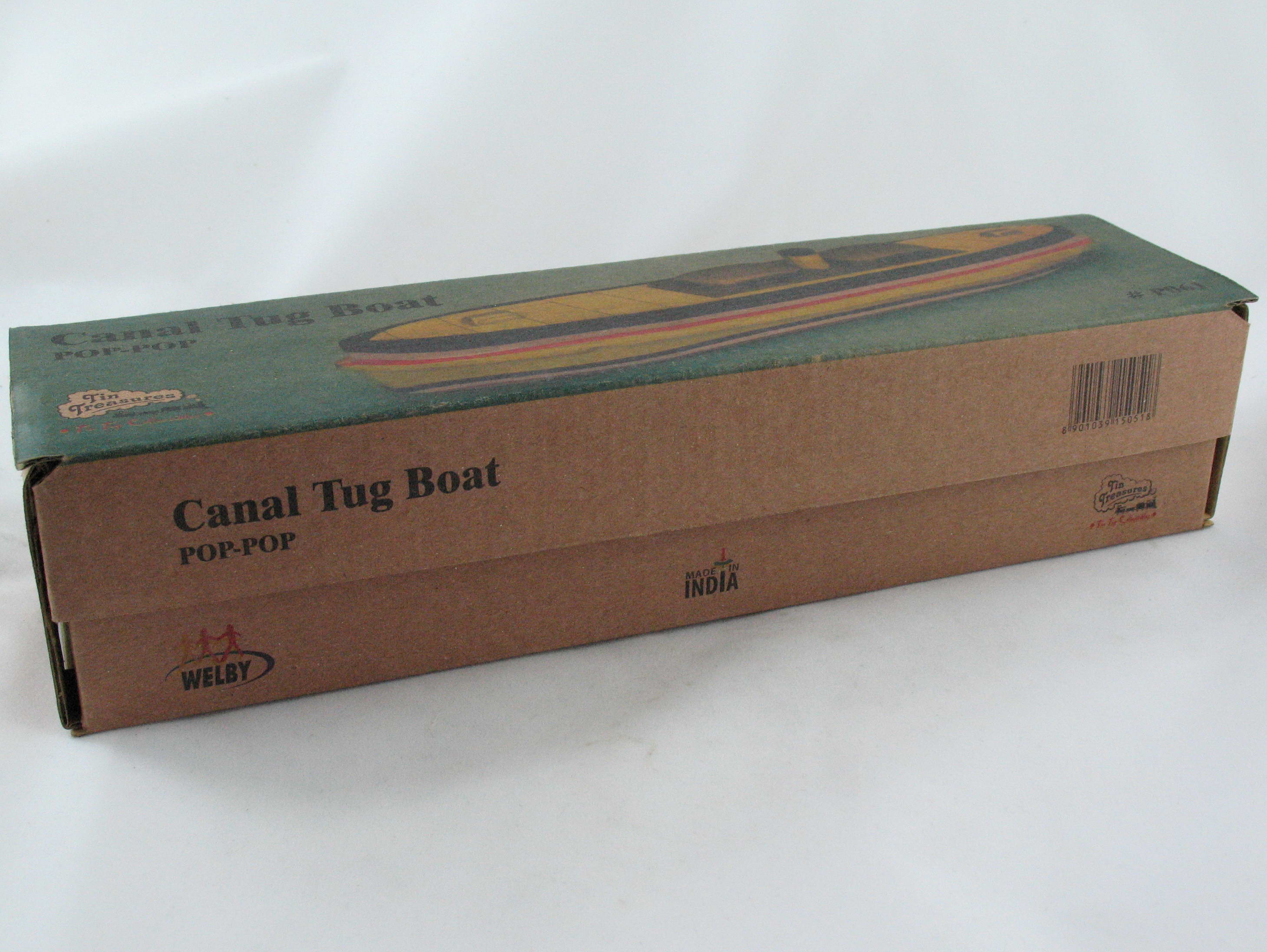 Blechspielzeug - Kerzenboot, Pop Pop Boat, Dampfboot Kanalschlepper