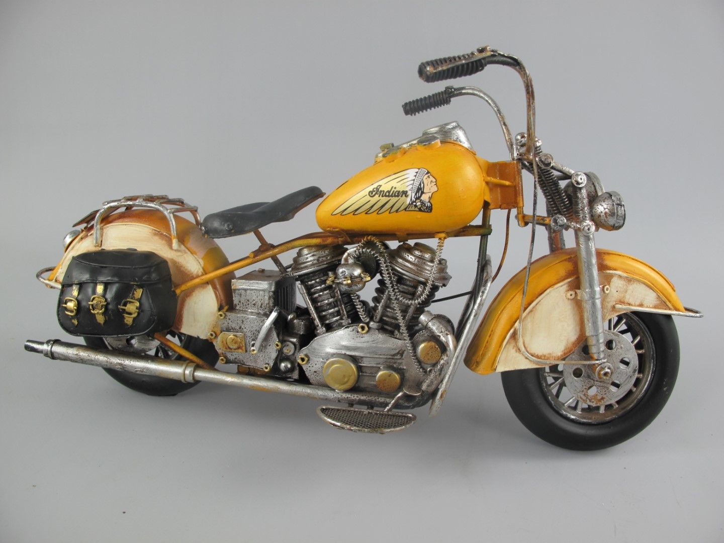 Blechmodell - Motorrad USA Indian Motorcycle, gelb, 42 cm