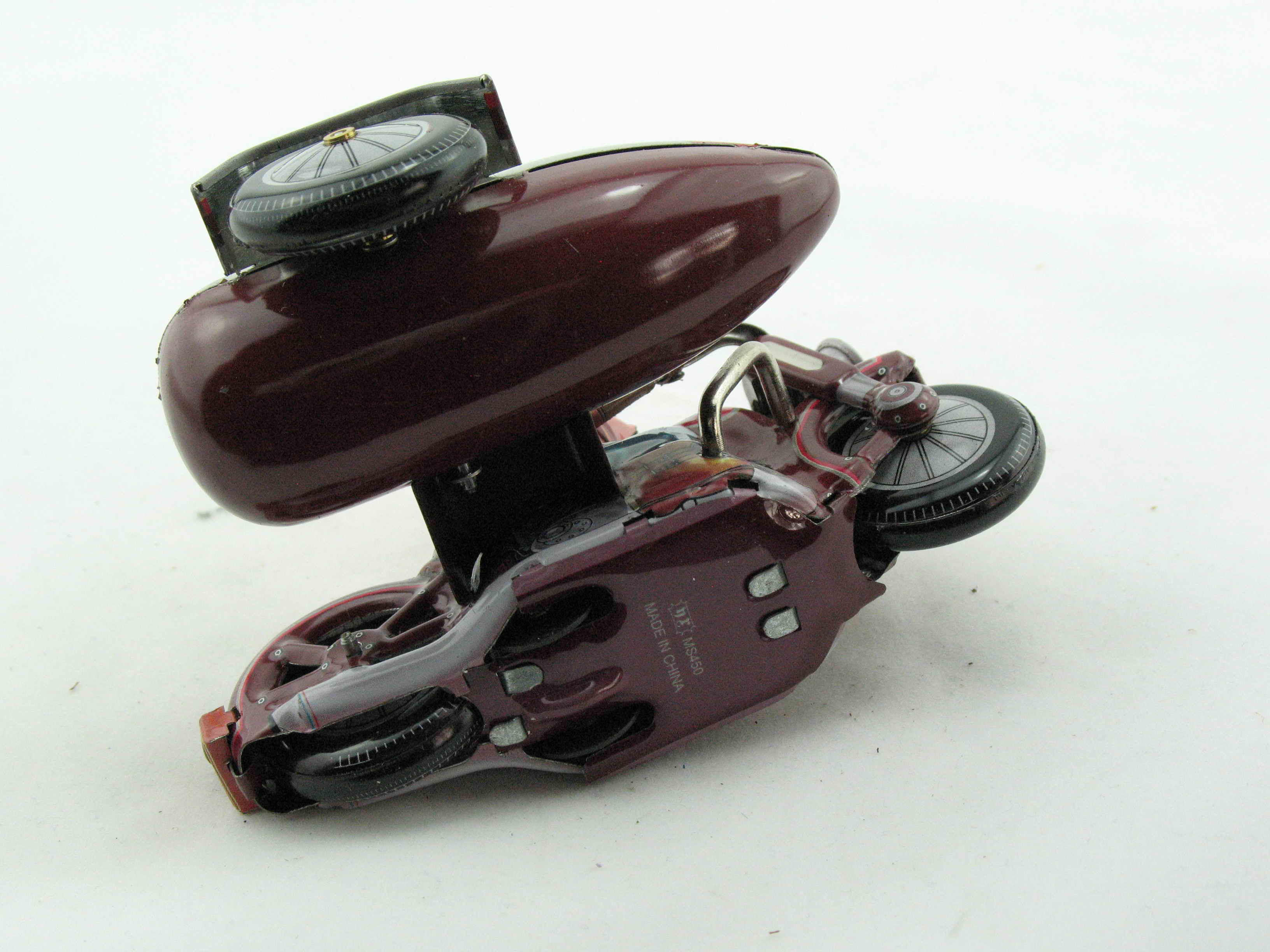 Blechspielzeug - Motorrad mit Beiwagen, rot